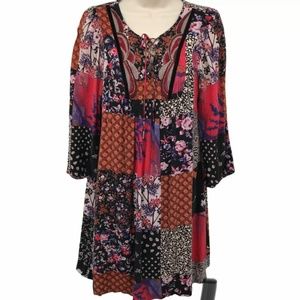 One September Anthropologie Womens Arcata Patchwork Multicolor Dress Size Small